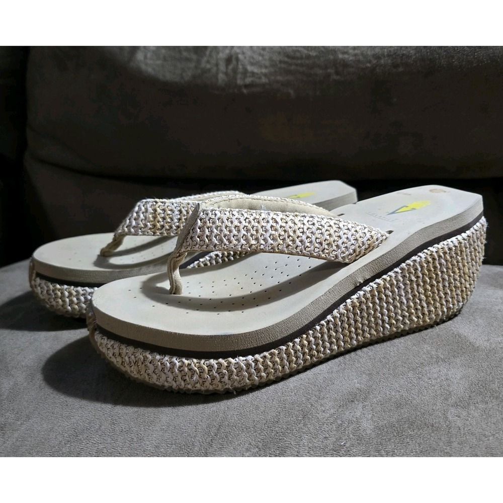 Volatile Women's US 8 Island Thong Wedge Natural Woven Raffia Platform Sandals
